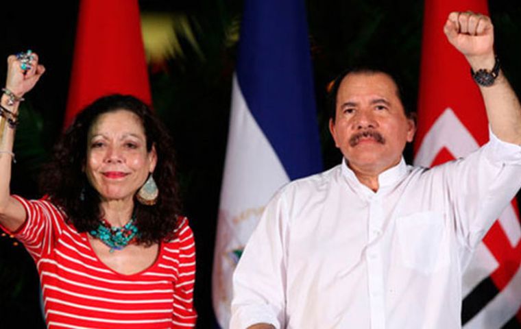 La pareja gobernante Daniel Ortega y Rosario Murillo