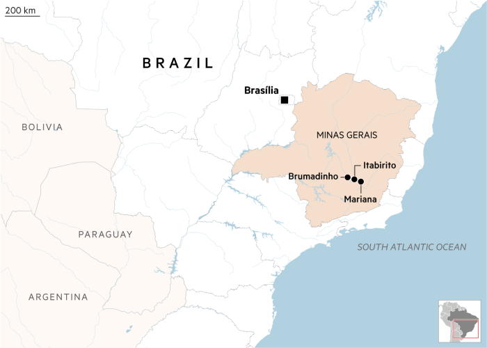 Mapa de Minas Gerais en Brasil