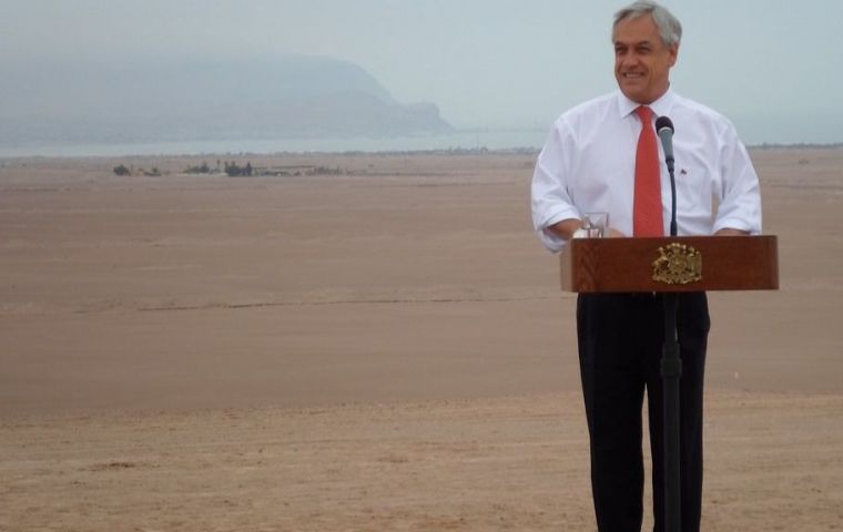 “Durante los últimos trece años Chile ha sufrido la peor sequía de su historia.  Este sismo silencioso ha golpeado a todo el país, ??  dijo Piñera