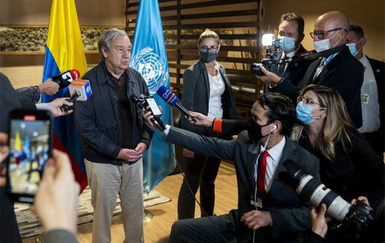 Es la primera visita de campo internacional post-covid de Guterres (Foto ONU Colombia)