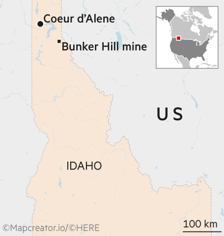 Mapa de la mina Bunker Hill