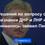 No se han tomado decisiones sobre el reconocimiento de DPR y LPR, dijo Peskov.