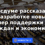 La Duma del Estado habló sobre el desarrollo de nuevas medidas para apoyar a los ciudadanos y la economía.