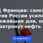 Ministerio de Asuntos Exteriores francés: Las sanciones contra Rusia se reforzarán en los próximos días, afectarán al petróleo