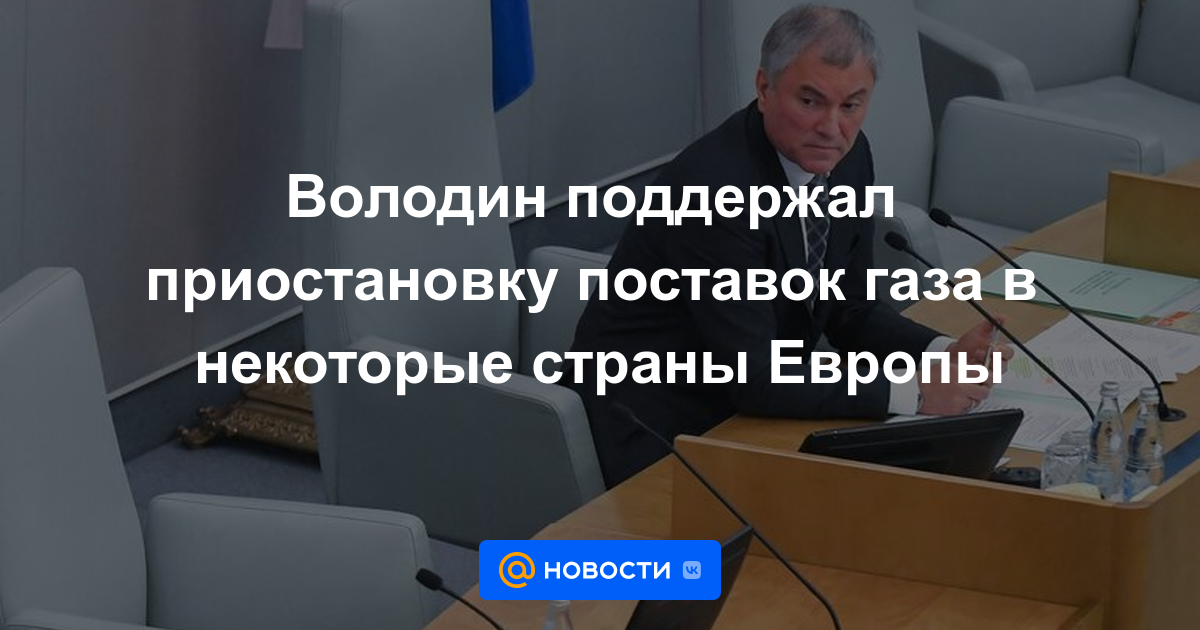 Volodin apoyó la suspensión del suministro de gas a algunos países europeos