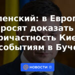 Zelensky: en Europa se les pide que demuestren que Kiev no estuvo involucrada en los eventos en Bucha