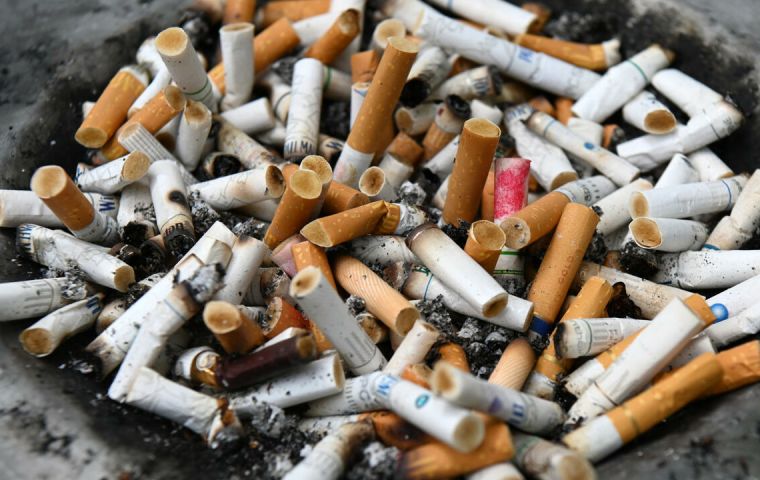 Los cigarrillos, el tabaco sin humo y los cigarrillos electrónicos se suman a la acumulación de contaminación plástica.  Los filtros de cigarrillos contienen microplásticos y constituyen la segunda forma más alta de contaminación plástica en todo el mundo.