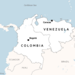 Mapa que muestra Colombia y Venezuela