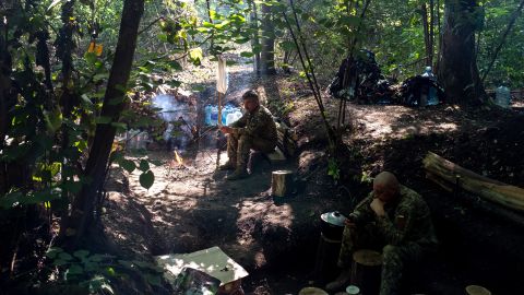 Una posición de defensa territorial ucraniana en el este de Ucrania.