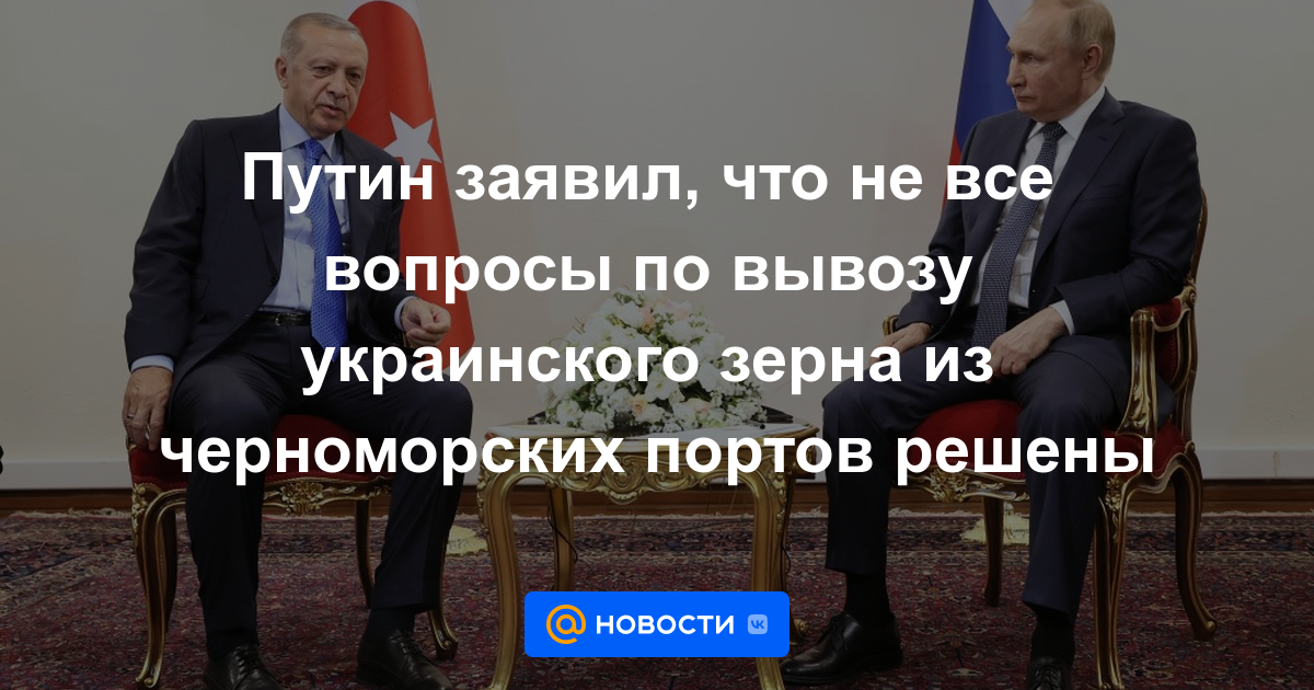 Putin dijo que no se han resuelto todos los problemas sobre la exportación de grano ucraniano desde los puertos del Mar Negro.