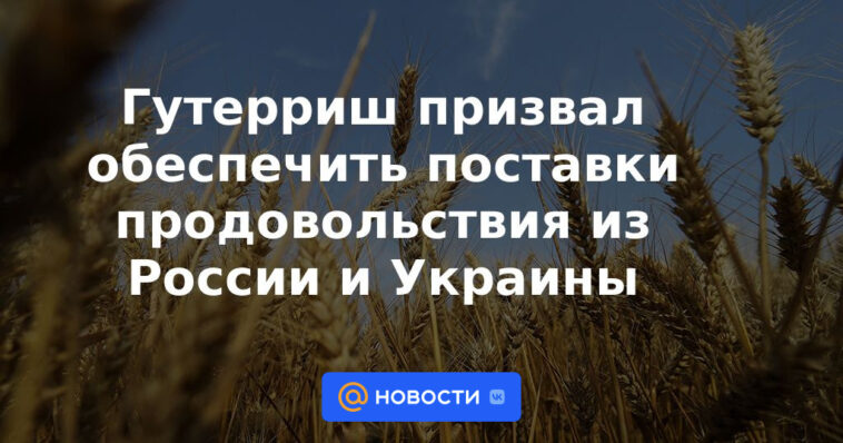 Guterres insta a garantizar el suministro de alimentos desde Rusia y Ucrania
