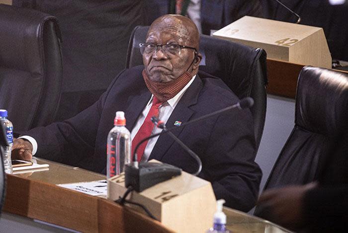 ARCHIVO: El expresidente Jacob Zuma en la investigación de captura estatal en Johannesburgo el 17 de noviembre de 2020. Imagen: Abigail Javier/Eyewitness News.