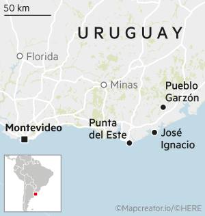 Mapa que muestra la ubicación de Pueblo Garzón en Uruguay