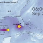 Animación que muestra la velocidad del viento del huracán Ian cuando cruzó Florida