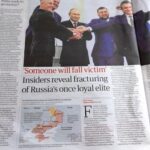 'Insiders revelan la fractura de la élite una vez leal de Rusia' Titular del periódico Guardian Presidente Vladimir Putin Rusia artículo 8 de octubre de 2022 Londres Reino Unido