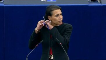 La eurodiputada sueca se corta el pelo durante un discurso en solidaridad con las mujeres iraníes