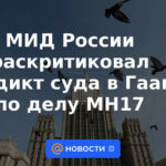 El Ministerio de Exteriores ruso criticó el veredicto del tribunal de La Haya en el caso del MH17