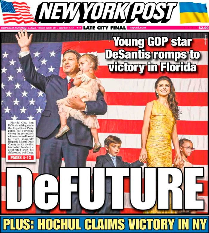 La portada del 9 de noviembre del New York Post