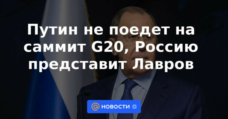 Putin no irá a la cumbre del G20, Lavrov representará a Rusia