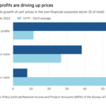 Gráfico de barras de Contribuciones al crecimiento de los precios unitarios en el sector corporativo no financiero (% del total) que muestra que las ganancias corporativas están impulsando los precios