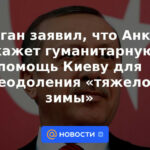 Erdogan dijo que Ankara brindará asistencia humanitaria a Kiev para superar el "invierno duro"