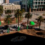 Plaza Independencia de Montevideo durante el rodaje de una serie de Netflix
