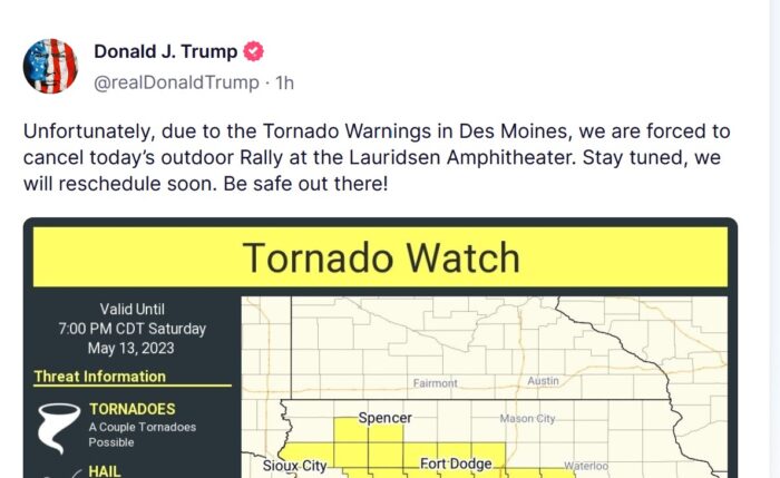 Trump no parece saber la diferencia entre una alerta y una advertencia de tornado