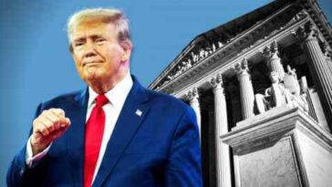 Montaje de Donald Trump y el edificio de la Corte Suprema