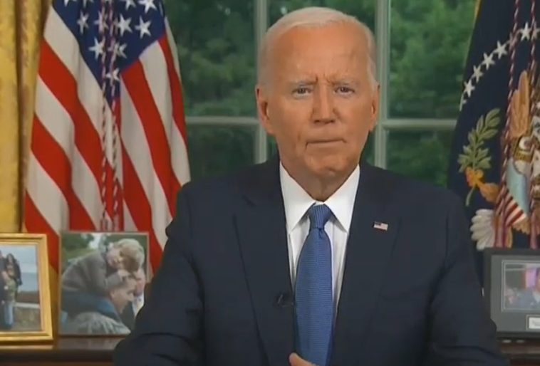 Joe Biden speaks to the nation from the Oval Office.