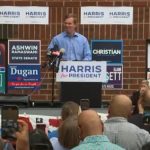 Andy Beshear addresses record crowd for Harris in Georgia.