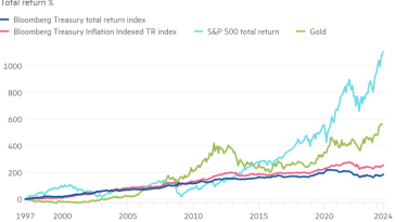 Gráfico de líneas del porcentaje de rendimiento total que muestra el largo plazo