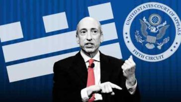 Un montaje del presidente de la SEC, Gary Gensler, el sello del Tribunal de Apelaciones de los Estados Unidos para el Quinto Circuito y el logotipo de Citadel