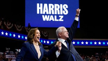 Kamala Harris y Tim Walz se manifiestan en Filadelfia