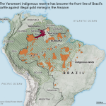 La reserva indígena Yanomami se ha convertido en la primera línea de batalla de Brasil contra la minería ilegal de oro en la Amazonia. Mapa que muestra las regiones indígenas de Brasil y la selva amazónica