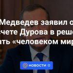 Medvedev afirmó que Durov había cometido un error al decidir convertirse en un “hombre de paz”