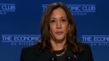 Kamala Harris speaks about the economy in Pittsburgh.