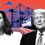 Una ilustración de los aspirantes a la presidencia de Estados Unidos, el candidato republicano Donald Trump y la candidata demócrata Kamala Harris