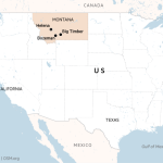 Mapa que muestra la ubicación de Big Timber y Bozeman en Montana