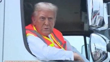 Trump in a garbage truck