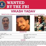 Cartel de búsqueda del FBI para Vikash Yadav