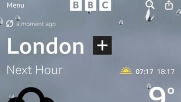 La aplicación BBC Weather muestra erróneamente velocidades de viento de 18,995 mph en Gran Bretaña