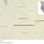 Un mapa que muestra el segundo distrito del Congreso en Omaha, Nebraska.