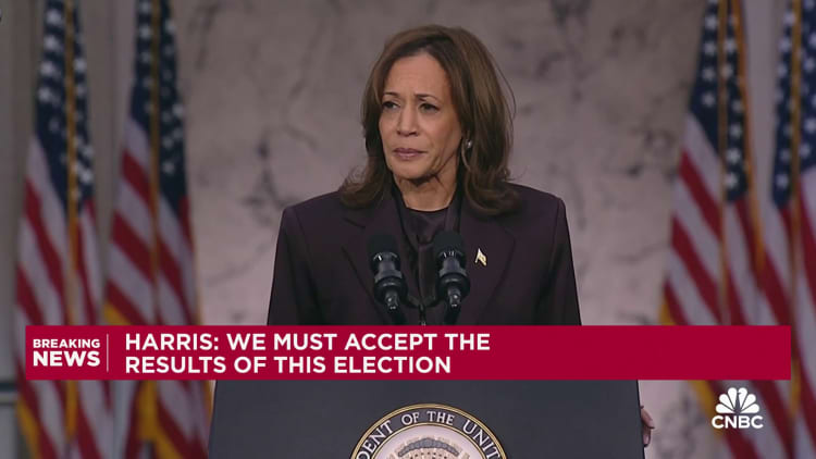 Kamala Harris pronuncia un discurso de concesión tras perder las elecciones ante Trump