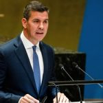 Santiago Pena, Paraguay’s president, speaks during the UN General Assembly in New York, US