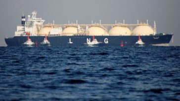 A natural gas tanker in the ocean