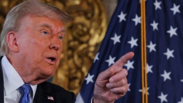 US President-elect Donald Trump delivers a speech at Mar-a-Lago in Florida