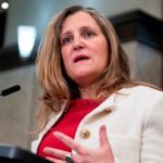 Chrystia Freeland giving a speech