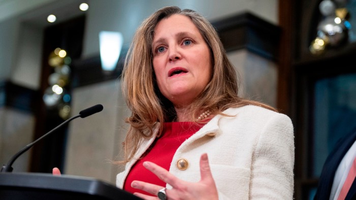 Chrystia Freeland giving a speech