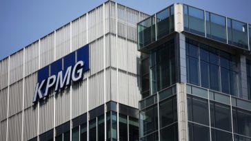 KPMG logo on office building in London