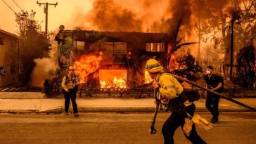 An apartment building burns in Altadena area of Los Angeles county last week